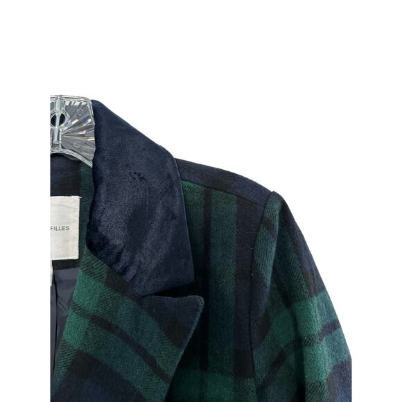 Avec Les Filles Navy Plaid Preppy Dark Academia Double Breasted Blazer Size XS - Picture 6 of 14